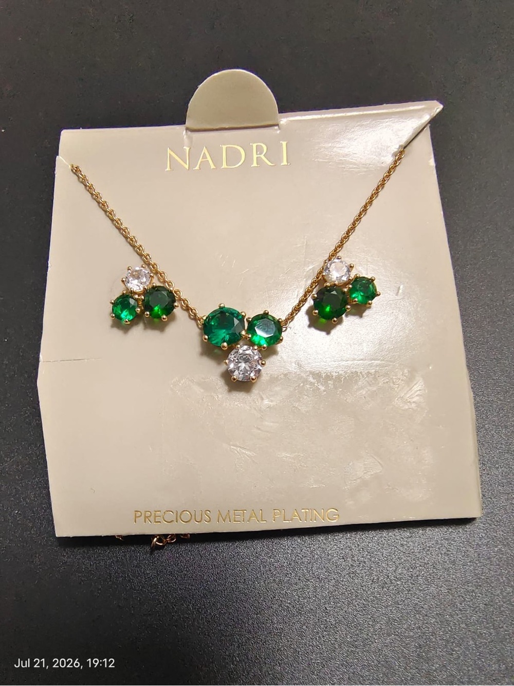 Nadri Natural Beauty Crystal Cluster Stud Earrings & Necklace Set/Gold/ Emerald